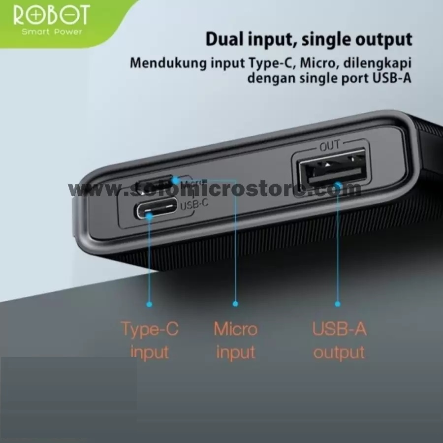 PowerBank ROBOT Original RT190 LED 10000 MAH 2 USB Ports Fast Charging