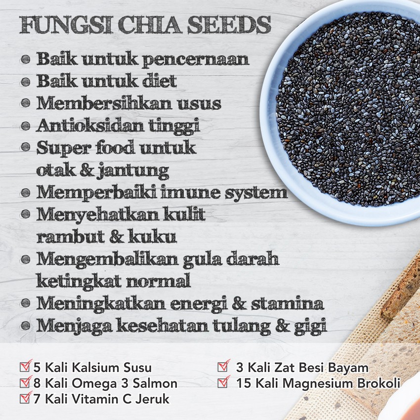 CHIA SEED ORGANIC Untuk Diet 100gr Suplemen Makanan Kaya Omega 3 Asli ORIGINAL