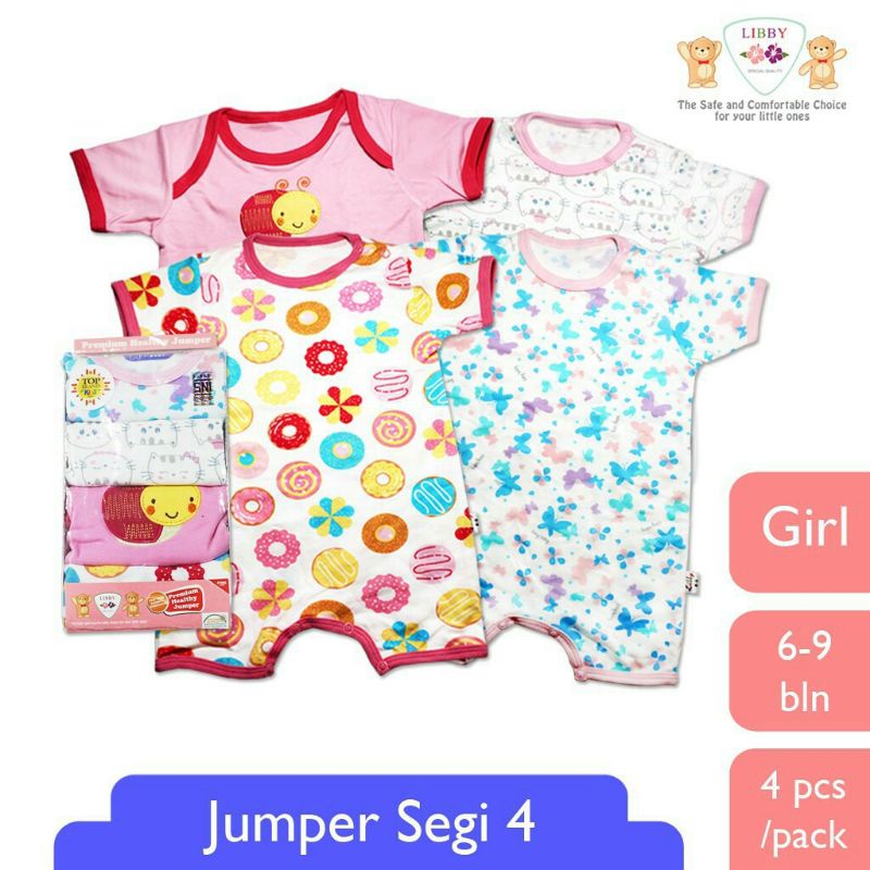 Libby Romper Premium  Pendek Segiempat 4in1