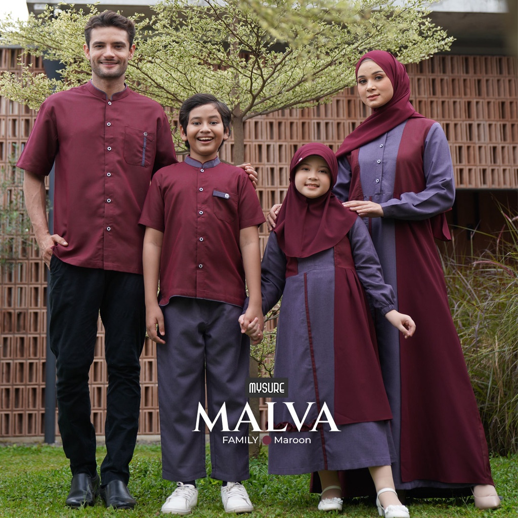 Malva Mysure Sarimbit Gamis Koko Anak Dewasa Maroon
