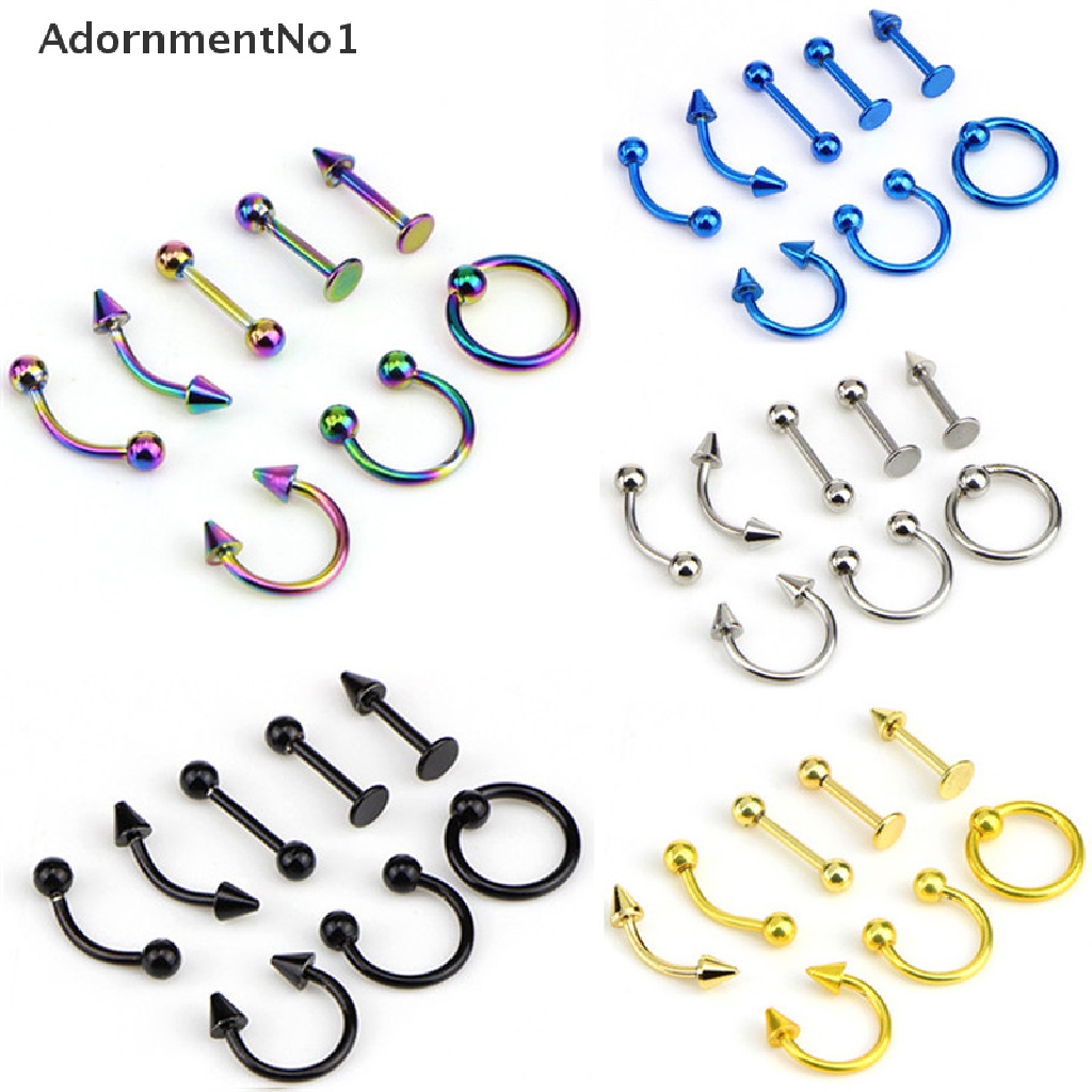 (AdornmentNo1) 8pcs / Set Anting Tindik Alis / Hidung / Bibir / Telinga Bahan Stainless Steel 16G Untuk Wanita