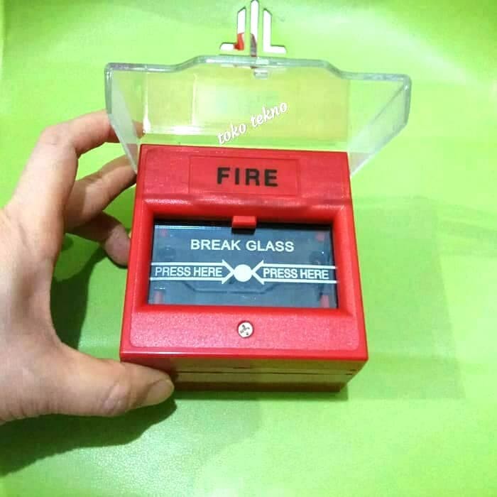 Breakglass Merah + Tutup Acrylic Plastik 1 set ( Break glass + Cover )