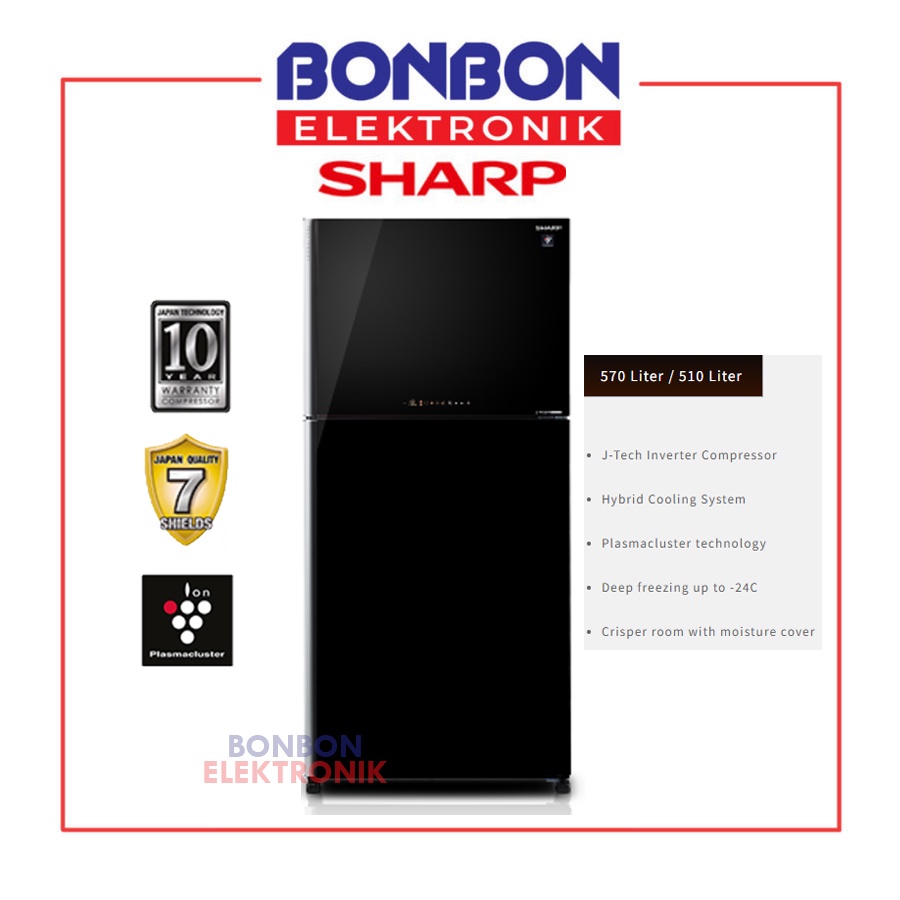 Sharp Kulkas 2 Pintu SJ-IG763PG-BK J-Tech Inverter