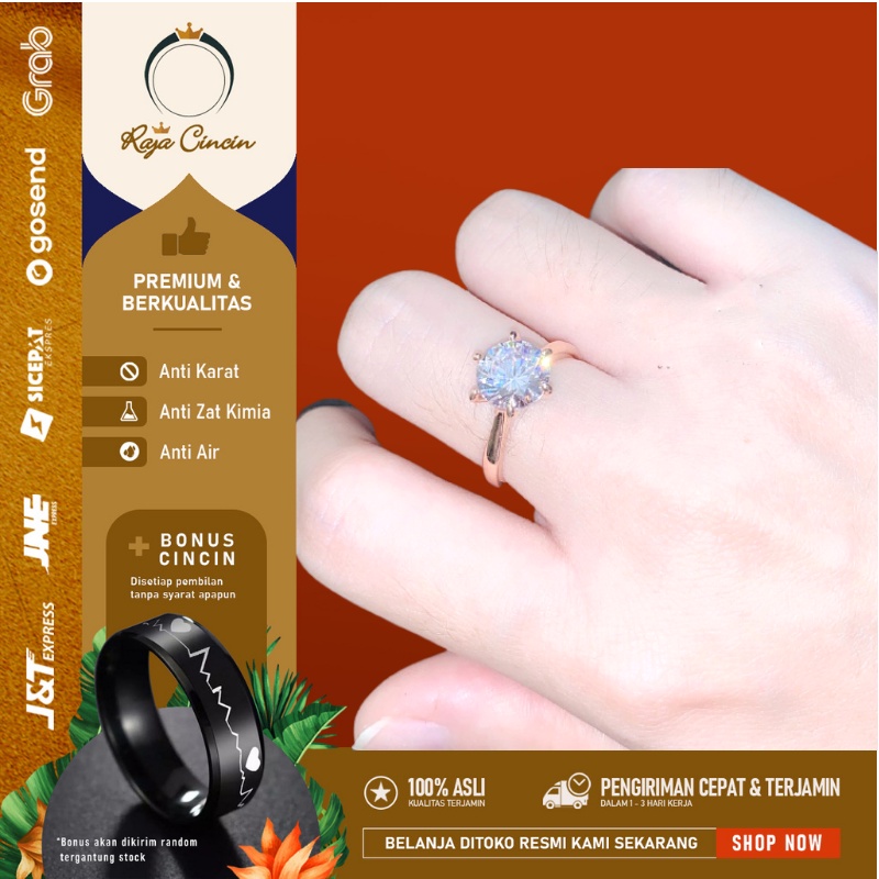 Cincin Titanium Wanita Anti Karat Permata Cewek Korea Elegan Mewah Kekinian 0006D0