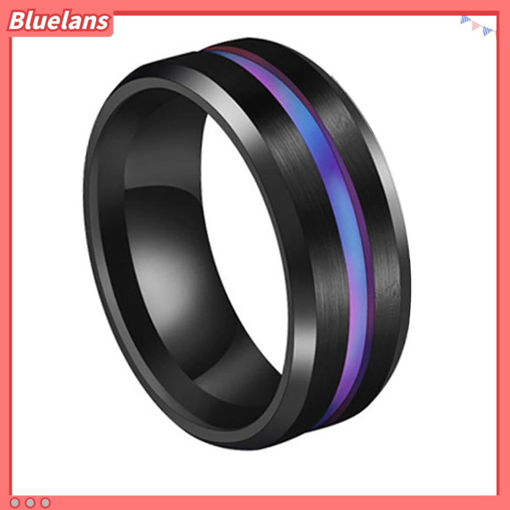 Bluelans Cincin Jari Warna Ganda Ukuran 8MM Untuk Unisex