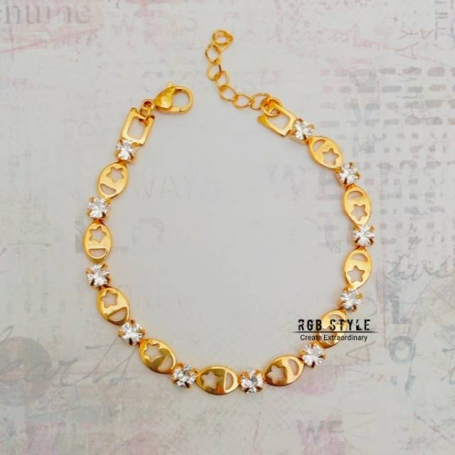 Gelang Titanium Emas Gold - Gelang Wanita Tangan Dewasa