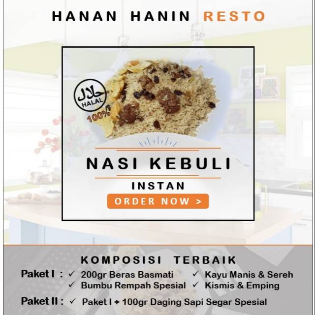 

Nasi Kebuli Instan RICE COOKER Abu Kass Resto LENGKAP DAGING SAPI, Emping, Kismis