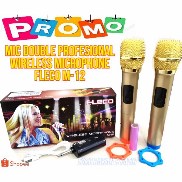 Microphone Profesional Wireless Mic Double FLECO M-12 / Microphone Dou