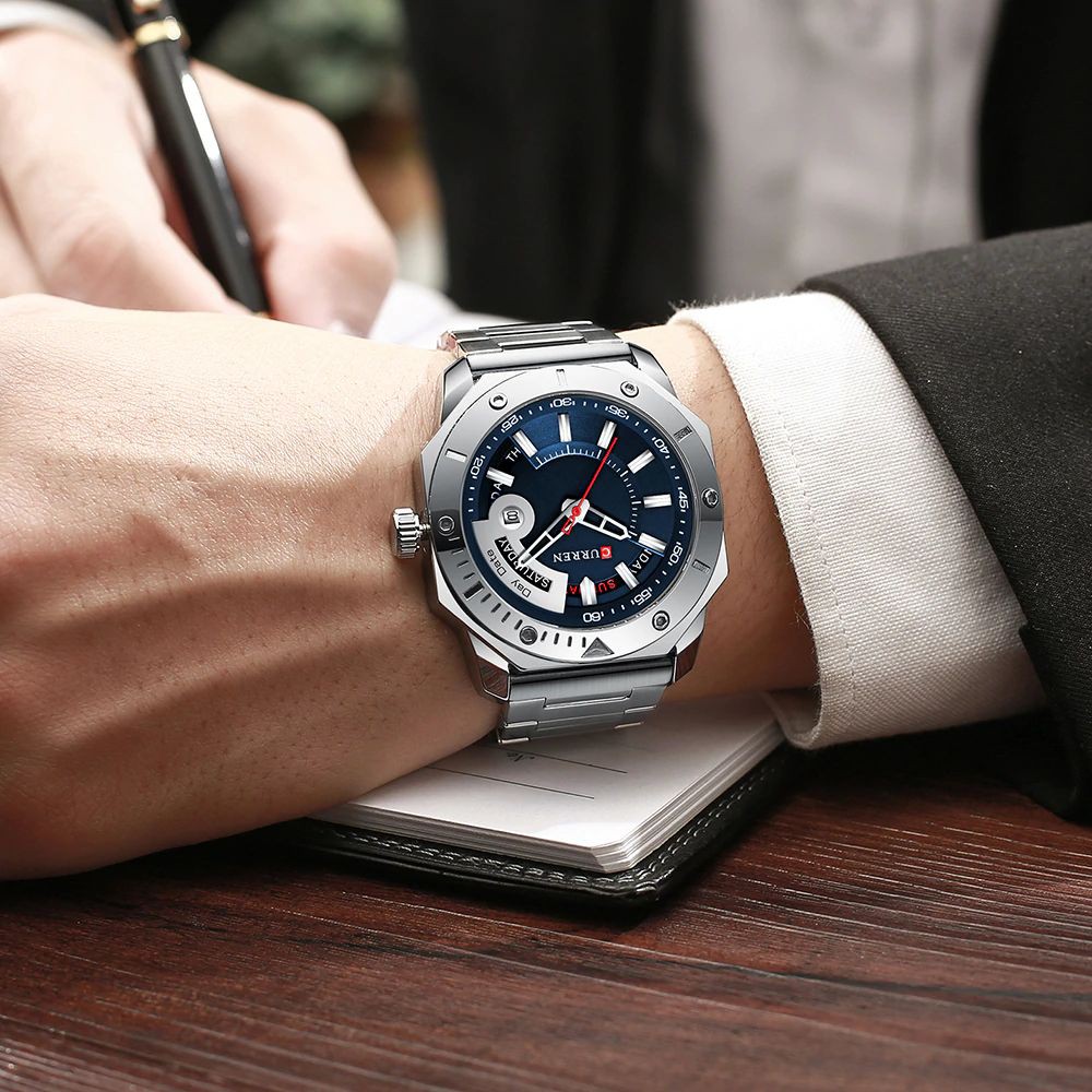 CURREN 8344 Jam Tangan Pria Analog Stainless Steel Chronograph Aktif Luminous Display WATCHKITE WKOS