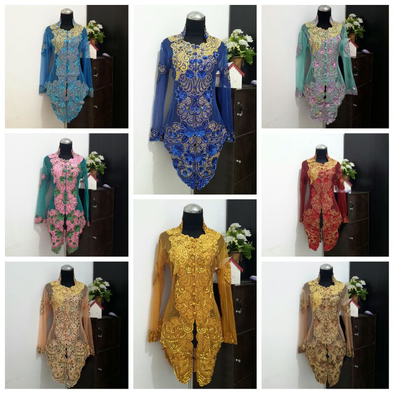 Kebaya modern / kebaya full payet BANYAK WARNA ukuran M L XL motif lily