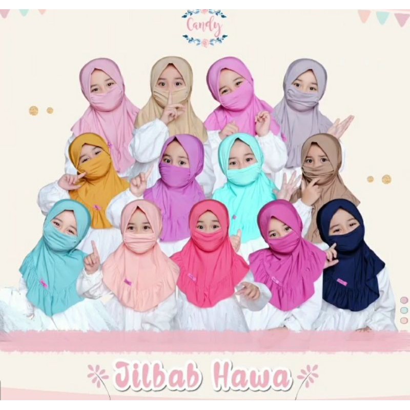 Jilbab Instan Anak Hawa  Candy plus masker