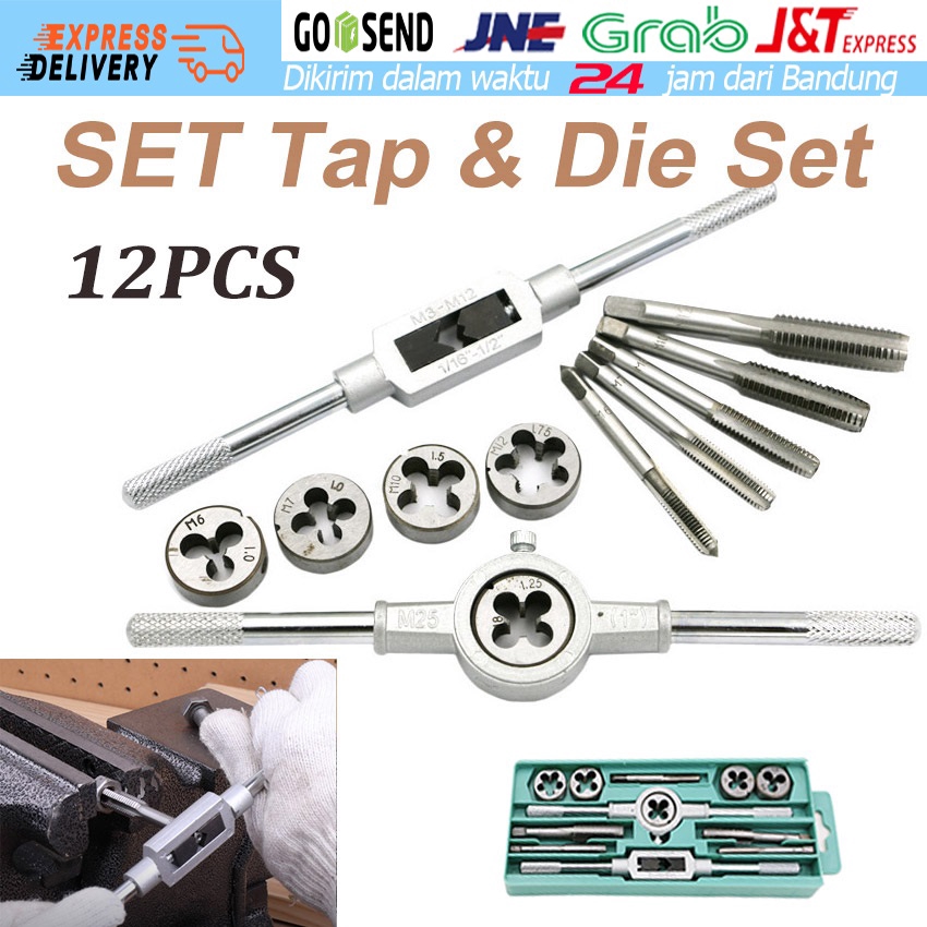 12 Pcs Alat  Snai dan Tap Ulir  Baut Senai Die Senei M3 12 