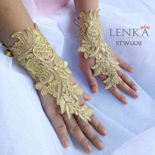 [READY STOCK] SARUNG TANGAN BROKAT EMAS BRIDAL GLOVES AKSESORIS WANITA STW002