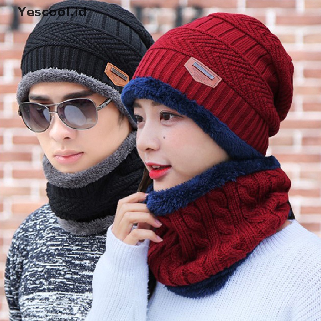 【Yescool】 Winter Hats For Men Skullies Beanie Hat Winter Cap Men Women Wool Scarf Caps .