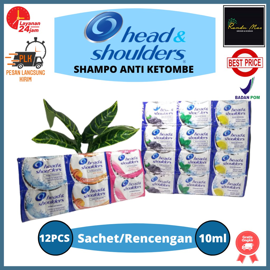 Shampo Head &amp; Shoulders Renceng 10ml Isi 12 Shampoo Sachet Perawatan Anti Ketombe/Rambut Rusak