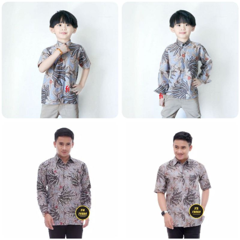 Nivana - Batik Couple Ayah Anak MANGGAR Sogan Hem Kemeja Sarimbit Keluarga Modern Seragam