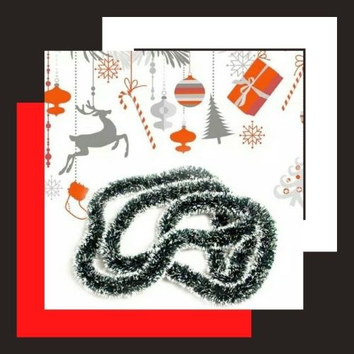 Slinger Hijau Salju Hiasan Natal Panjang 1 Meter / Slinger Rumbai Panjang 1 Meter Dekorasi