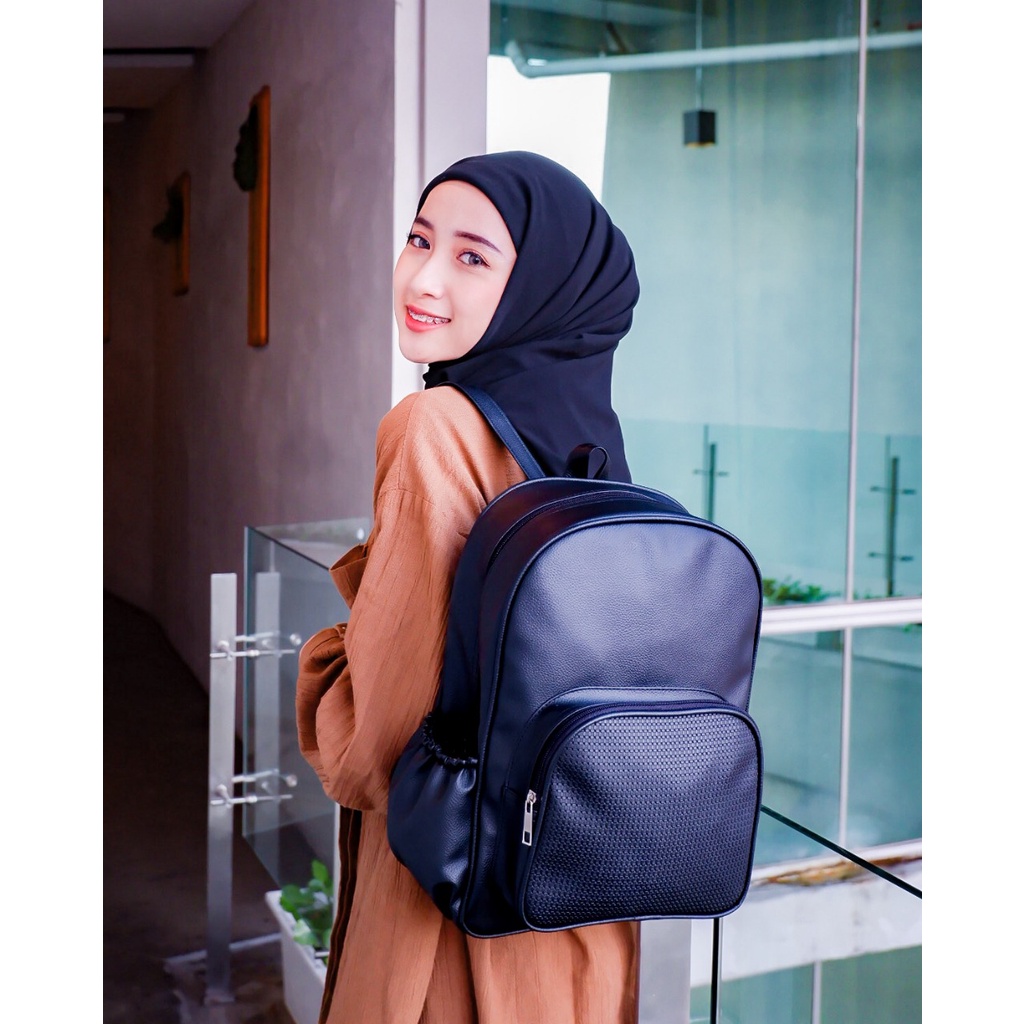 TAS RANSEL KULIT WANITA VALLO HITAM // taskanvasbdg - Tas Ransel Gendong Wanita / Backpack Ransel Sekolah Kulit Sintetis /  Tas Punggung Cewek Murah Bandung / COD