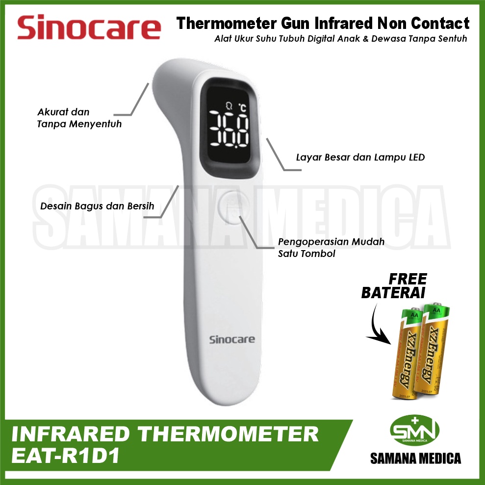 THERMOMETER Infrared Thermogun Sinocare AET-R1D1 Alat Ukur Suhu Tubuh Tanpa Sentuh ORIGINAL harga PROMO