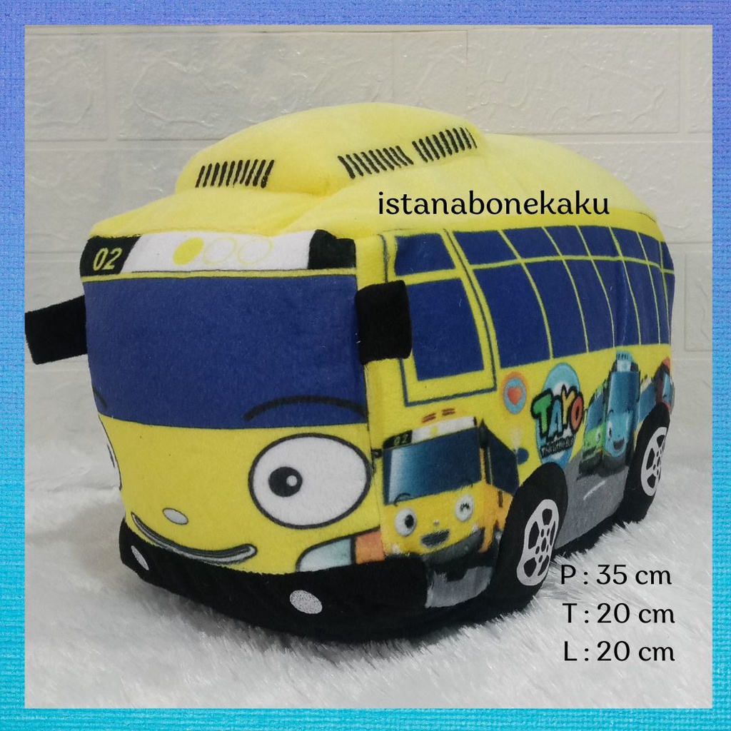 Boneka Bus Tayo Printing Berkualitas SNI Isi Dacron Murni