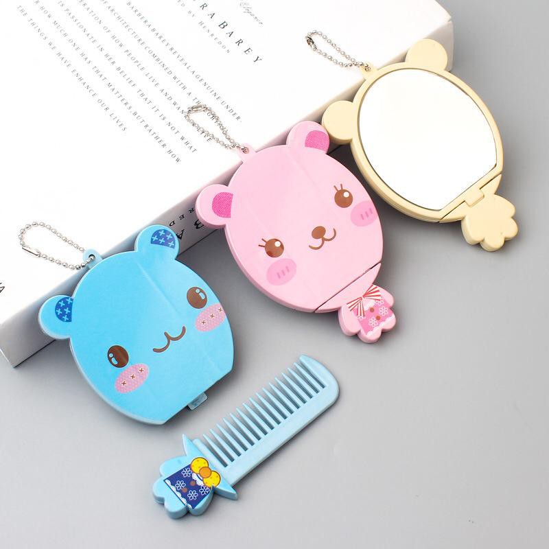 Sisir Cermin Portable Motif Karakter Lucu