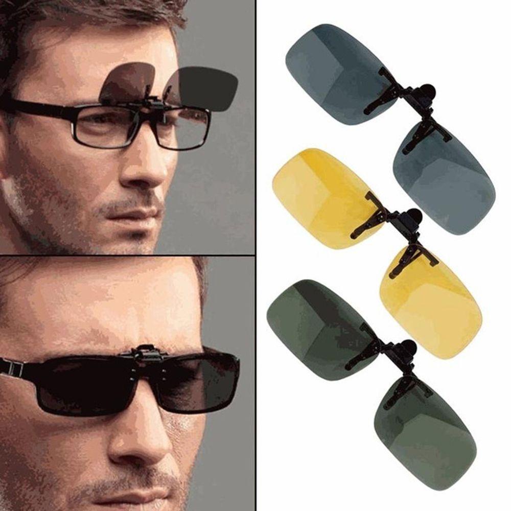 NICKOLAS1 Kacamata Clip-on Outdoor Hitam Kuning Vision Care Night Vision Clipon Mengemudi Memancing Flip Up Eyewear