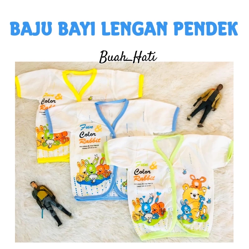 ISI 3 BAJU KEMEJA BAYI NEW BORN PENDEK