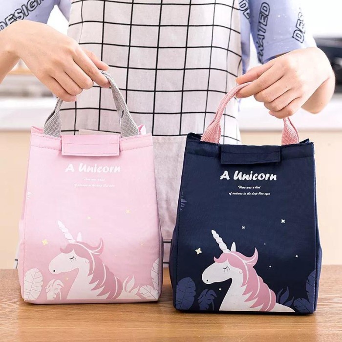 Lunch Bag FX928 / Tas Bekal Anak Motif Unicorn / Insulated Cooler Bag - Tempat Kotak Bekal Lapis Aluminium Foil -SC