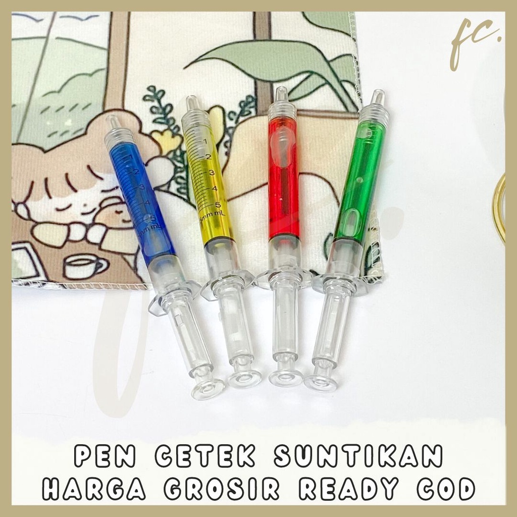 

Pen / Pulpen Cetek Mekanik Bentuk Suntikan / Suntik Replika Miniatur Lucu Mainan Anak Tinta Biru Hadiah Kado Souvenir Grosir Ready COD