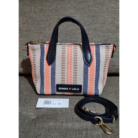 BIMBA Y LOLA Plaited multicolor tote Xbody bag, Authentic,