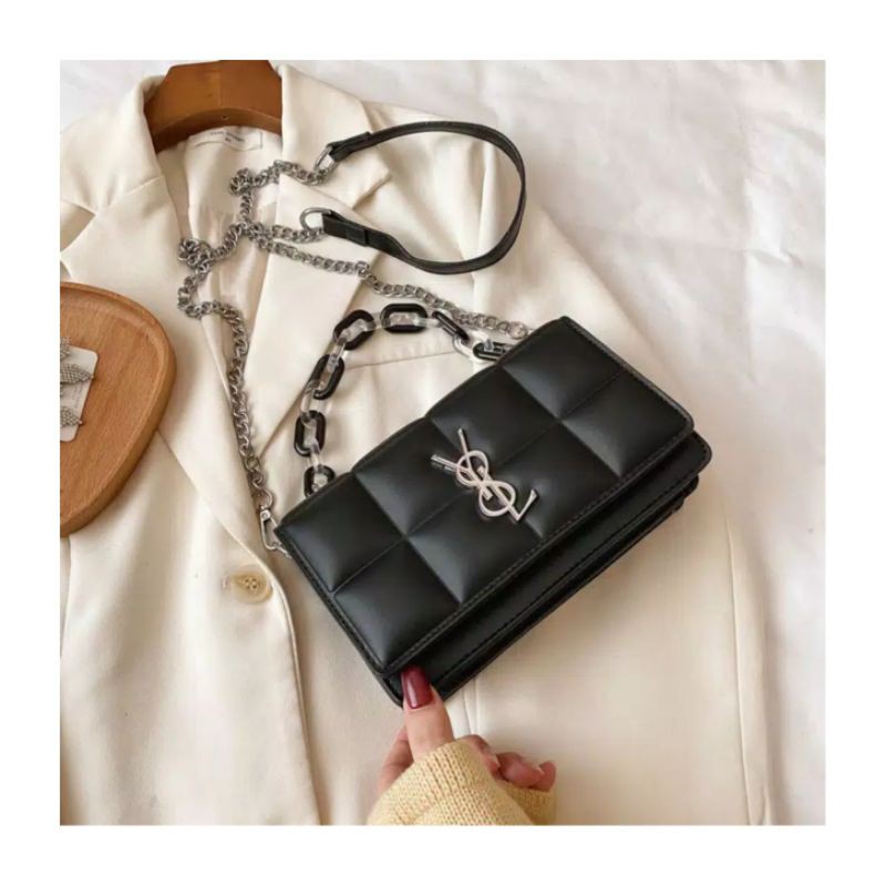 Tas  import Selempang Wanita Fashion Rantai Transparan