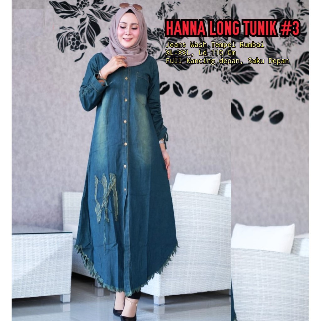 ASEA Aysha Long Tunik Jeans Rawis - Vini Moana Tunik