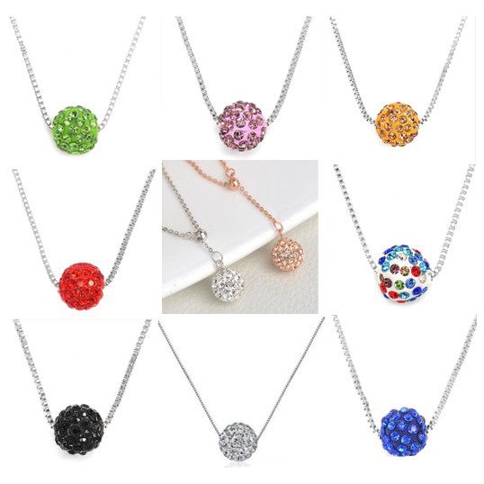 INFY - Kalung Titanium Liontin Wanita Kristal bulat Gaya Korea crystal Aksesoris Anti Karat A011