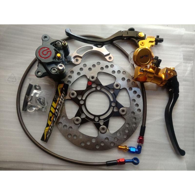 Kaliper Brembo 2p Big-Master Rem Nissin CNC-Disc Brembo 220-Breket 2p Beat Mio Vario Genio Scoopy