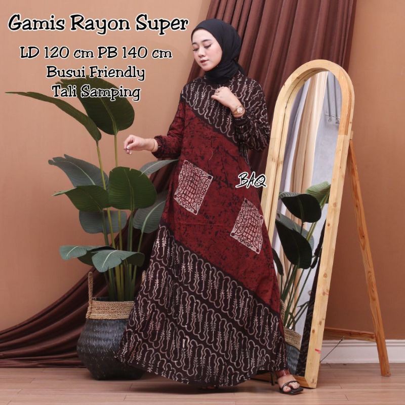 Gamis Rayon Twill Ori Super Premium Jumbo Batik Cap Malaman Terbaru Busui Resleting Depan Home Dress Syari Kekinian Termurah
