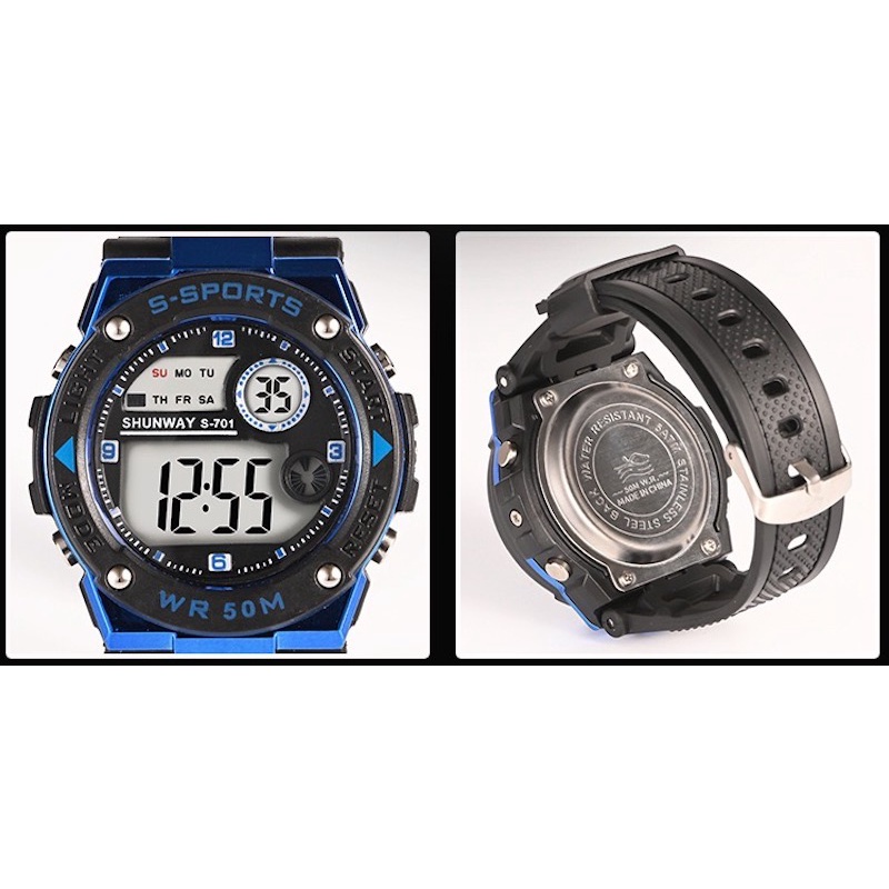 DIGITAL SPORTS WATCH S701 JAM TANGAN OLAHRAGA PRIA DIGITAL STOPWATCH ALARM LAMPU LED TAHAN AIR