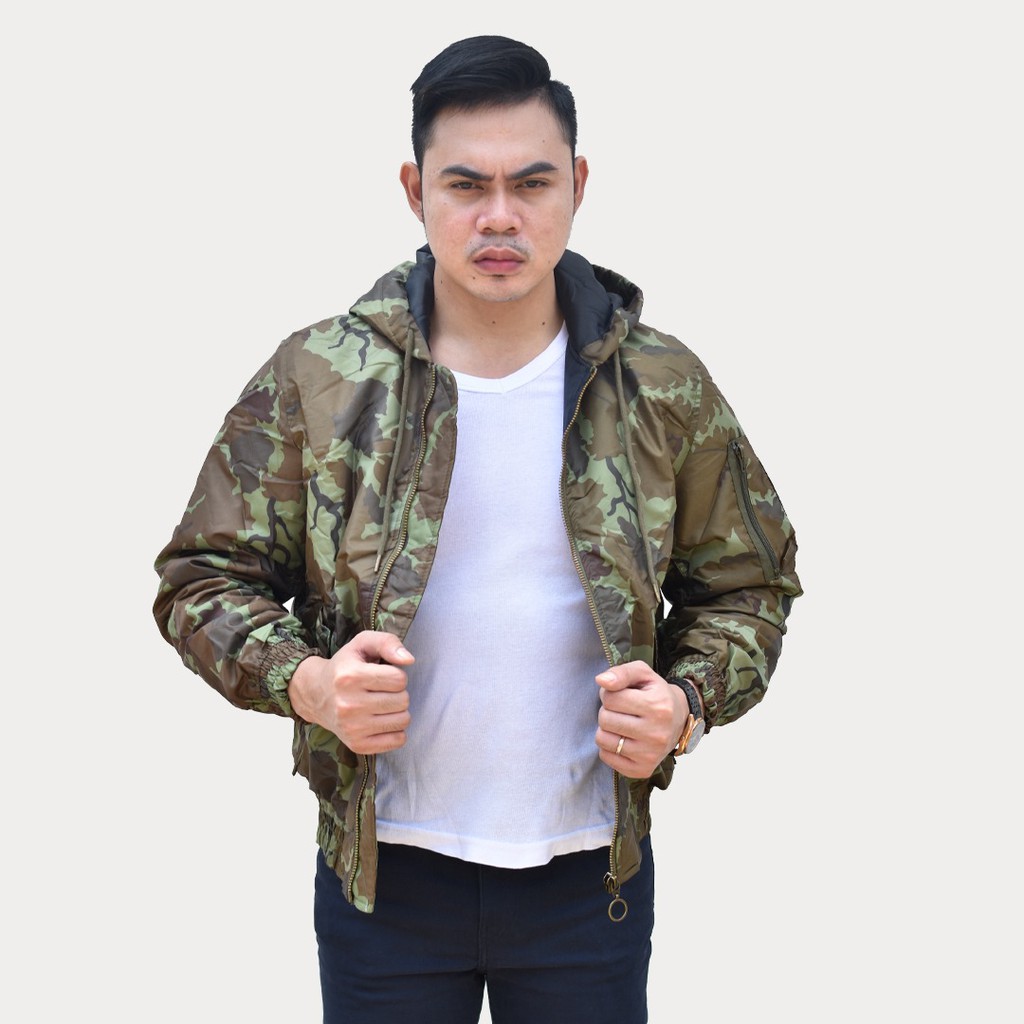 New_BOSSE Bomber Jacket Army - Jaket Bomber Loreng Army Coklat Muda