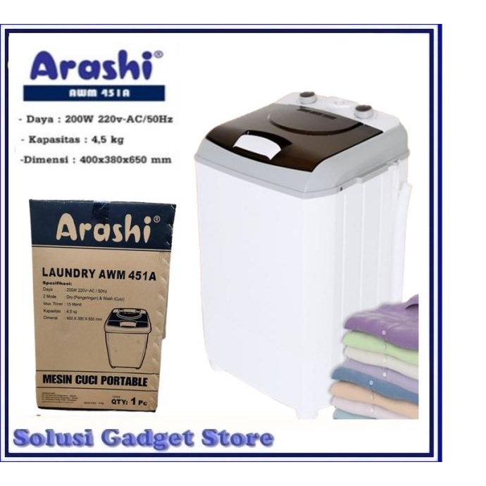 Mesin Cuci Portable ARASHI AWM 451A 1 tabung