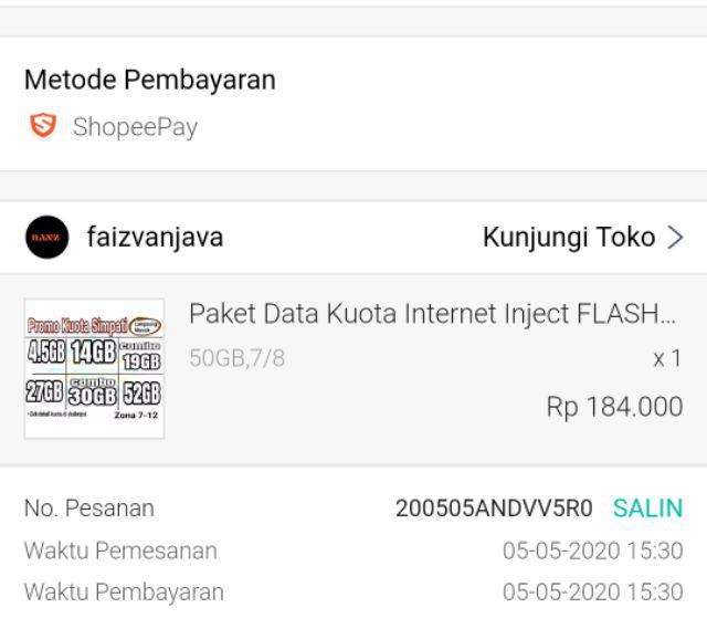 Paket Data Kuota Internet Inject FLASH Kartu Simpati Telkomsel PROMO Zona 7-12 | Shopee Indonesia