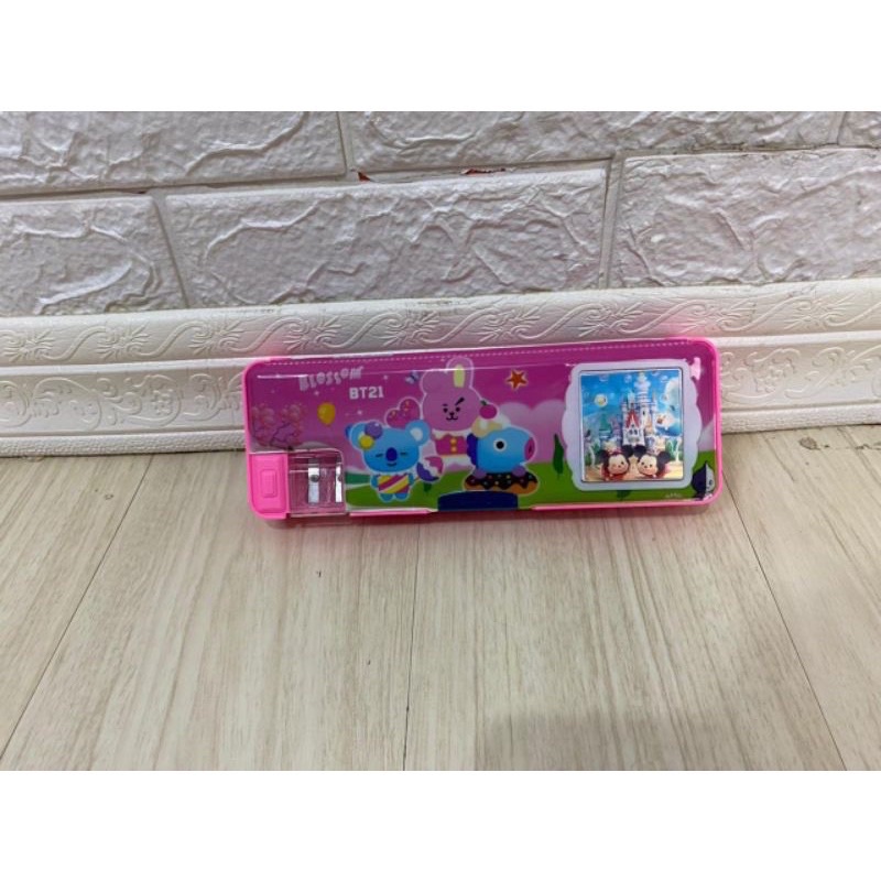 Kotak pensil / Kotak pensil KALKULATOR / Kotak pensil fancy & Kalkulator / kotak pensil karakter-BT21 Pink