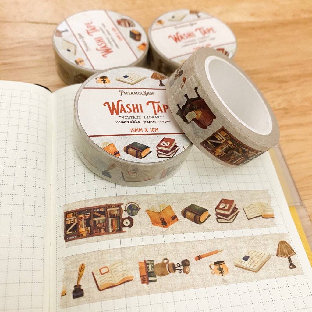 

Vintage Library Washi Tape, Vintage Washi, Masking Tape, Journaling Tape