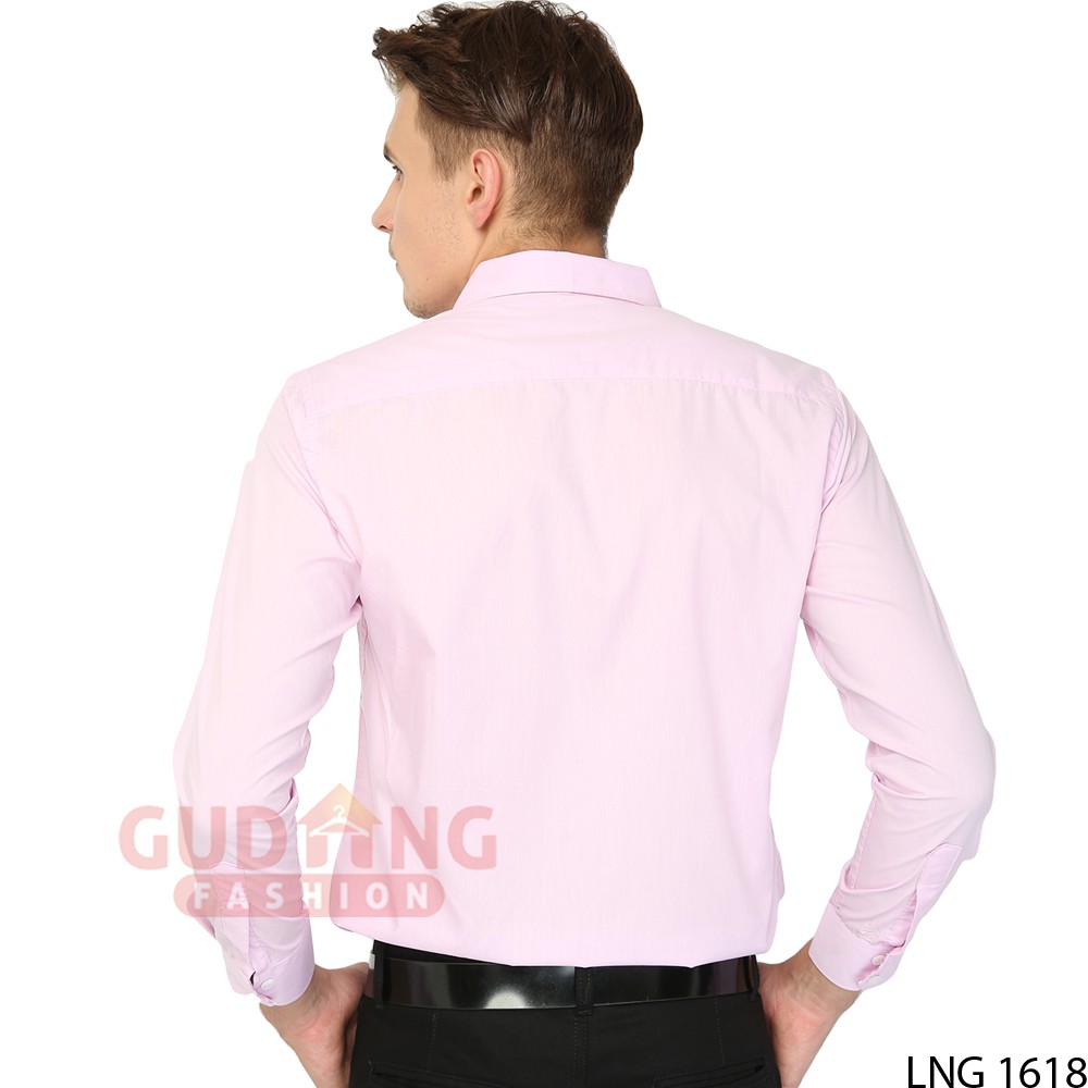 Kemeja Cowok Lengan Panjang Slim Fit Polos - LNG 1618