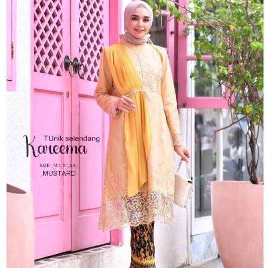 Kebaya Tunik Brukat tile Selendang