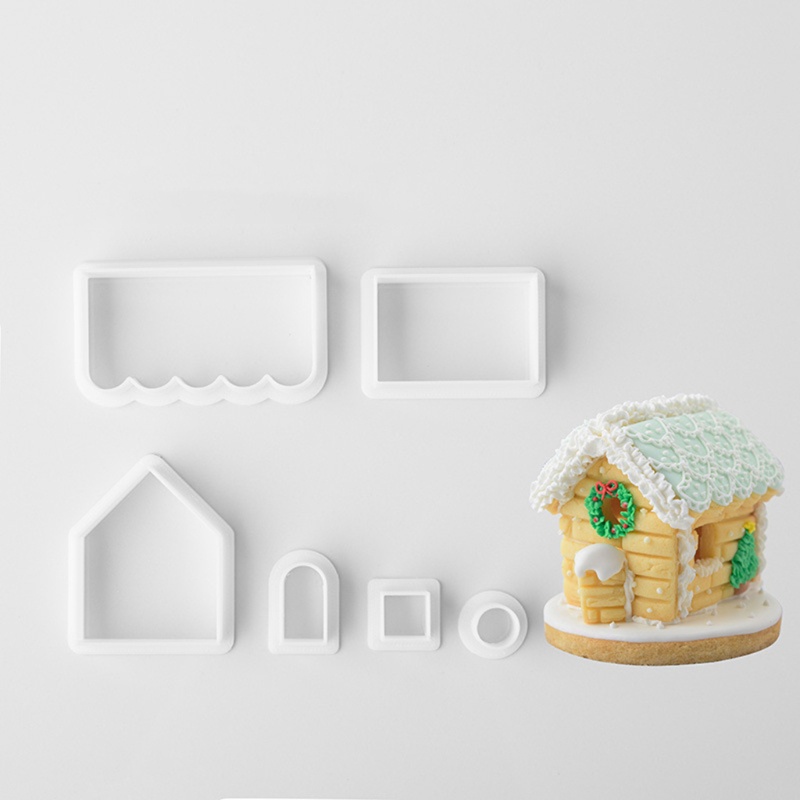 Zzz Set Cetakan Kue / Biskuit / Cookies Bentuk Rumah Jahe 3D Bahan Plastik Untuk Natal