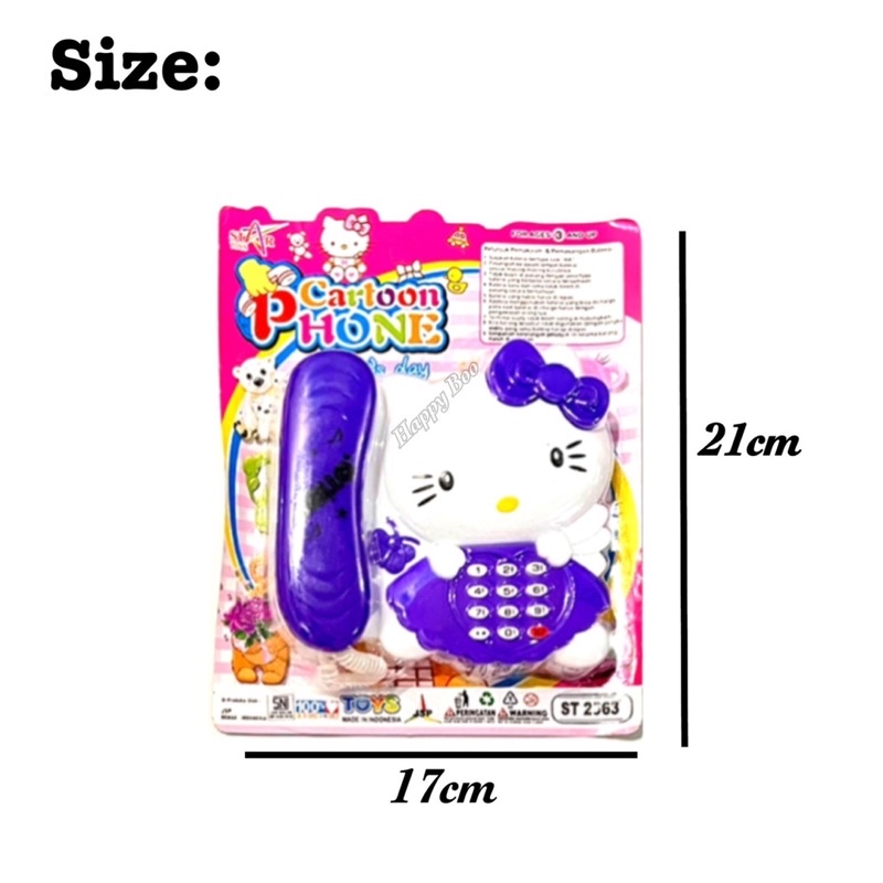 mainan telepon hello kitty telephone berlampu music suara phone HK ungu