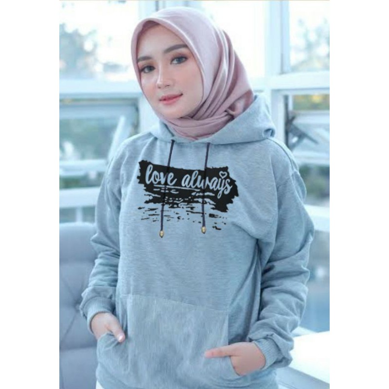 Sweater Hoodie Wanita love always / Sweater Hoodie Korean Style / Sweater Terbaru 2020 / Sweater Teb