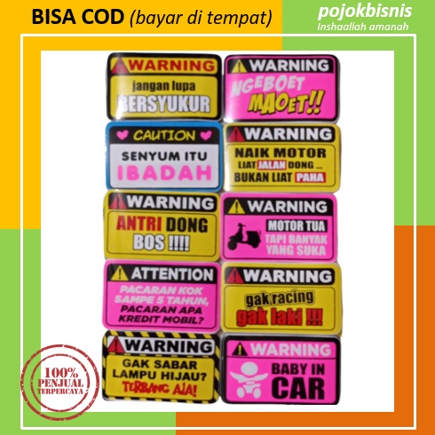 10 PCS STIKER MOTOR MOBIL / STICKER TULISAN UNIK LUCU / STIKER MOTOR KEREN