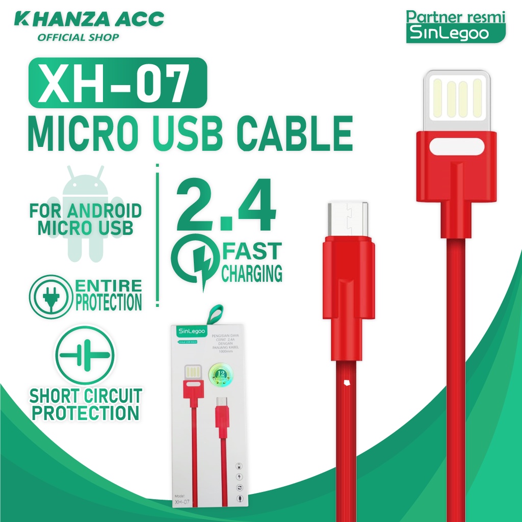 KHANZAACC SINLEGOO XH-07 Kabel Data Micro USB 2,4A Fast Charging 1 Meter