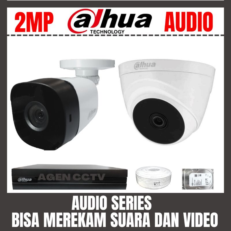 PAKET CCTV DAHUA 2MP 4 CHANNEL 2 KAMERA AUDIO SERIES BISA MEREKAM SUARA DAN VIDEO