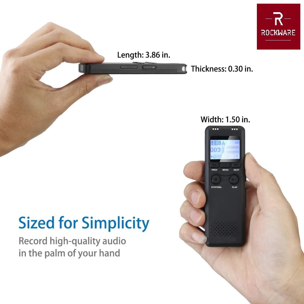 ROCKWARE RW-AVR08 - Digital Voice Recorder - Perekam Suara Digital 8GB